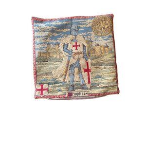 Templier Tapestry Pillow Cover C Metrax Craye Knight & Cross Medieval Design